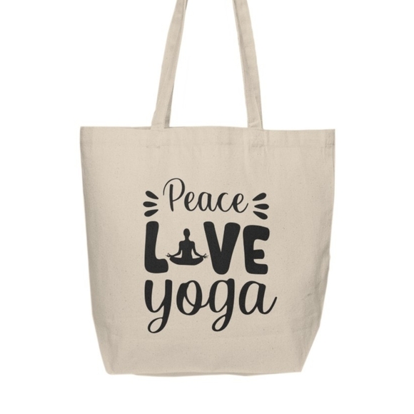 Peace Love Yoga Custom Tote Bag - Picture 2 of 3